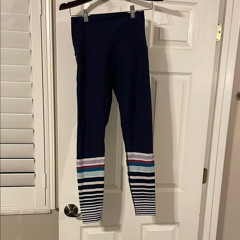 Navy blue Striped Leggings by Lorna Jane